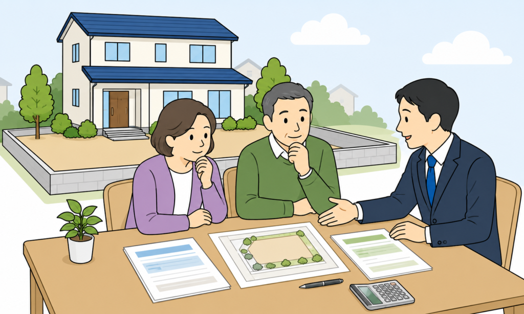 相続に関して専門家に相談している夫婦のイラスト