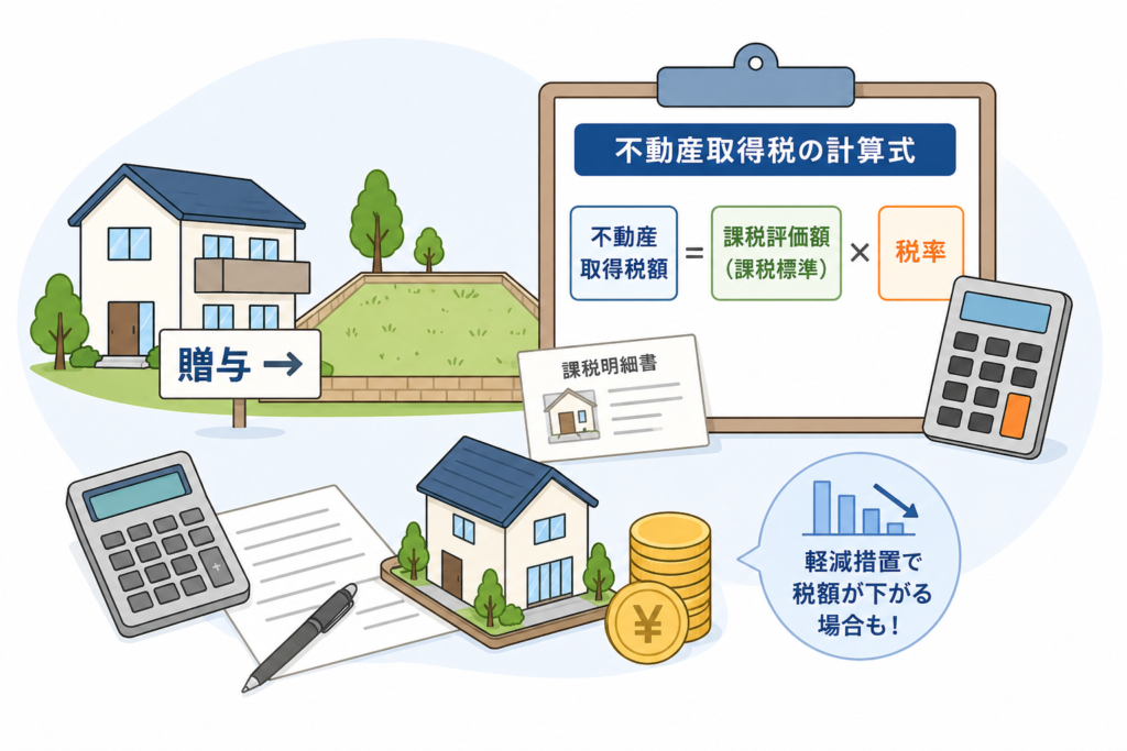 不動産取得税の計算方法のイラスト