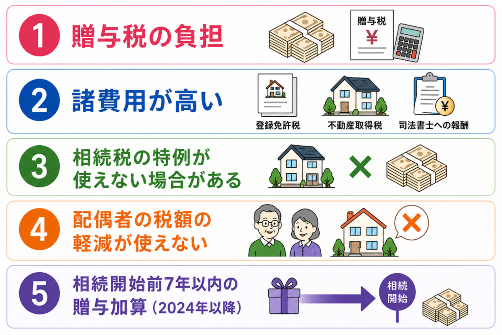生前贈与のデメリットの図解