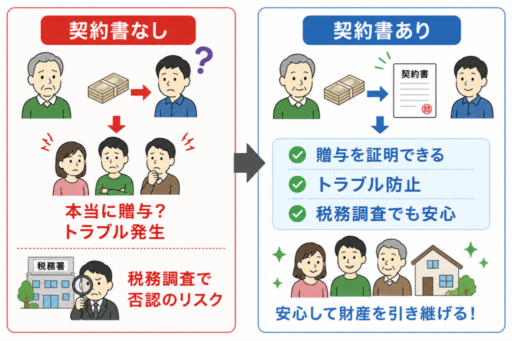 生前贈与契約書についての図解
