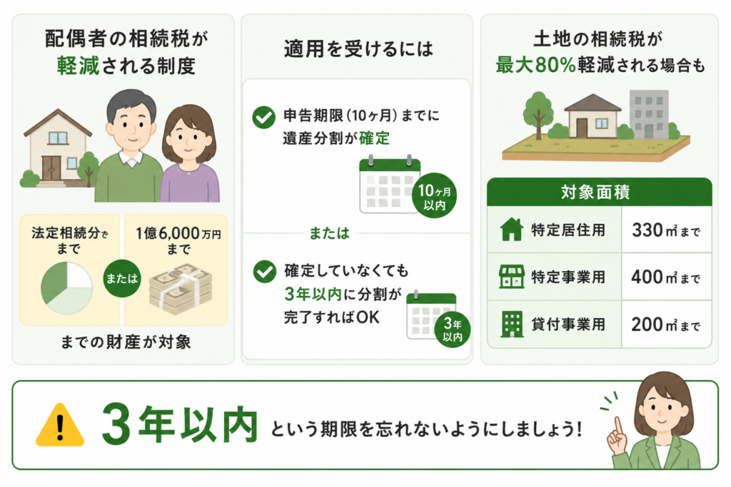 相続税軽減申告について説明しているイラスト