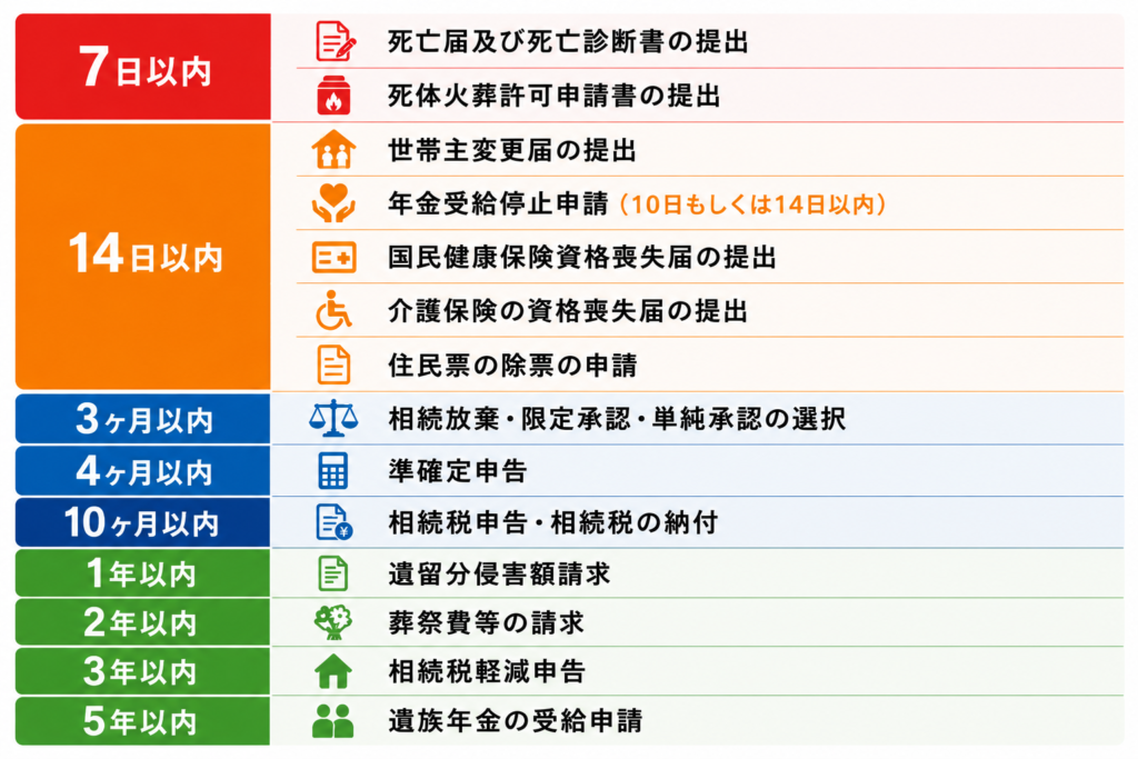 期限のある相続手続き一覧の図解
