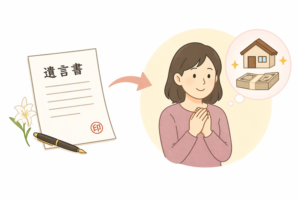 遺言書と内縁の妻のイラスト
