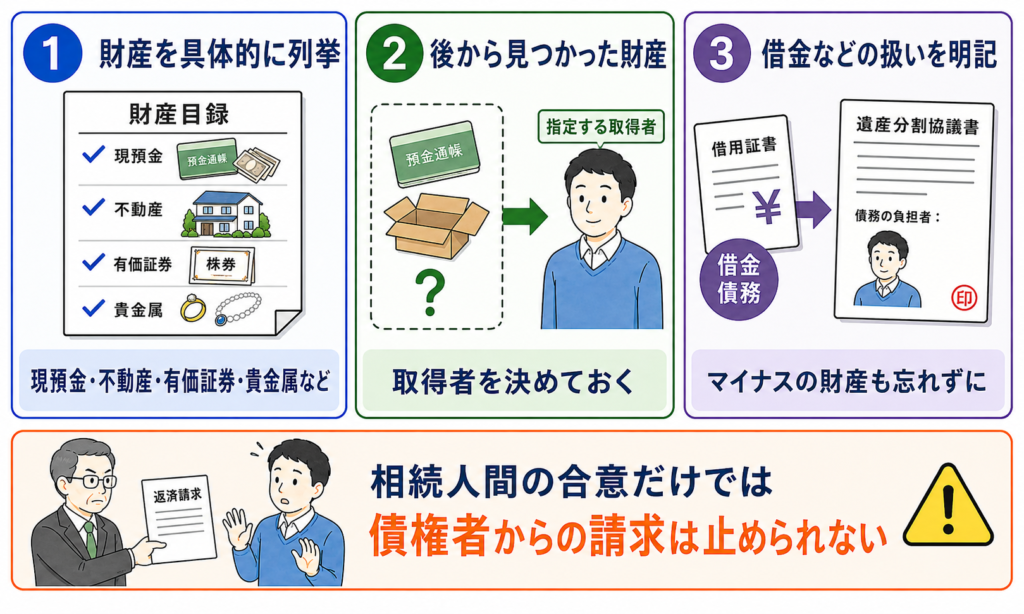 一人が全遺産を承継する協議書の3つのポイント