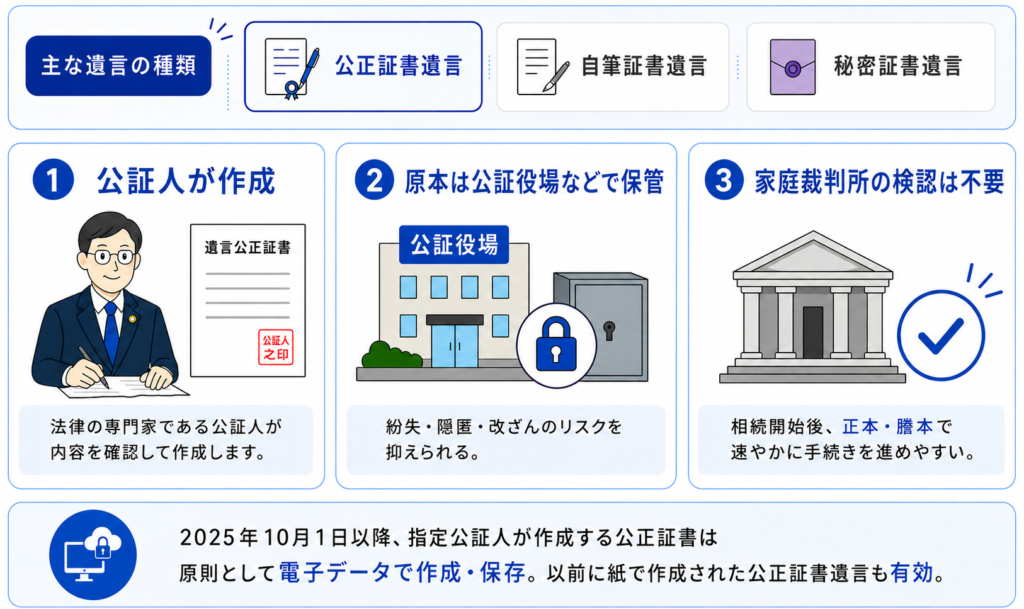 公正証書遺言について説明した図解