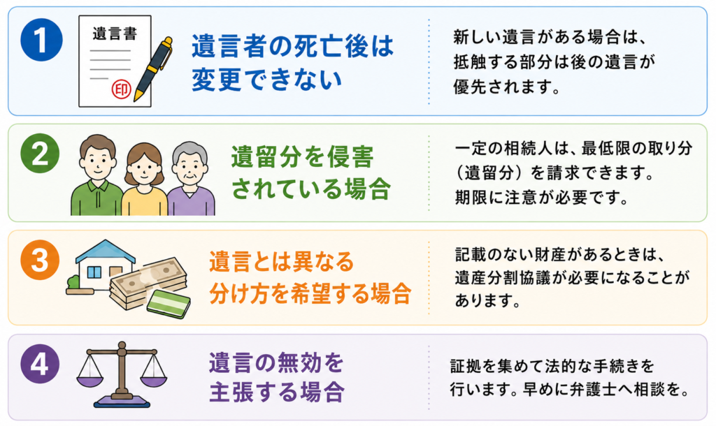 公正証書遺言の内容に納得できない場合の4つの対応