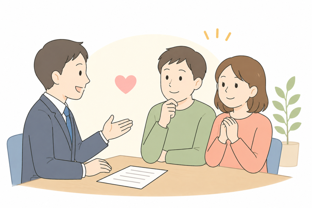 夫婦が専門家に相談しているイラスト