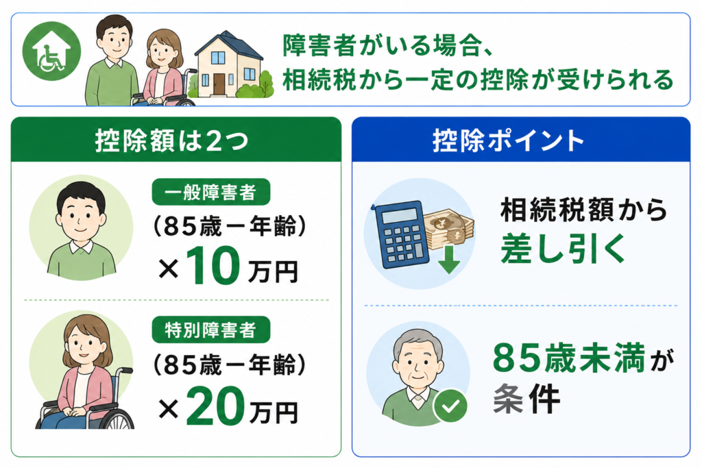 障害者控除の仕組みと計算方法を示したイラスト